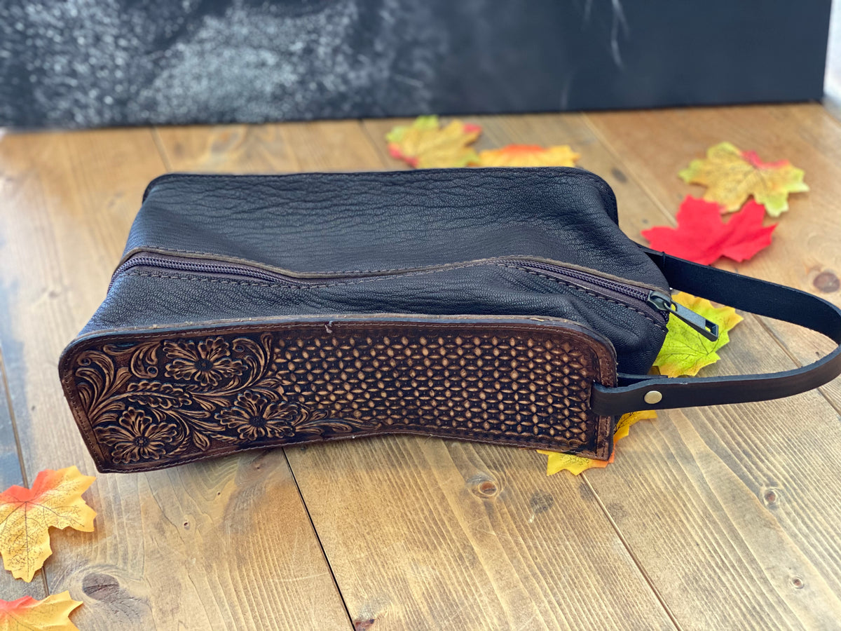 Tooled Leather Toiletry Bag Pistols and Petticoats