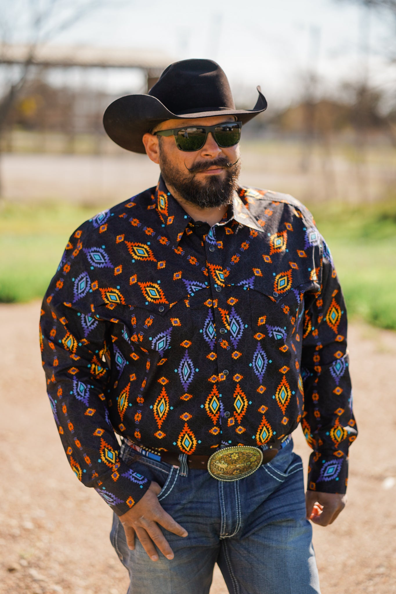 Dale Brisby Aztec Men's Long Sleeve Shirt - Pistols and Petticoats