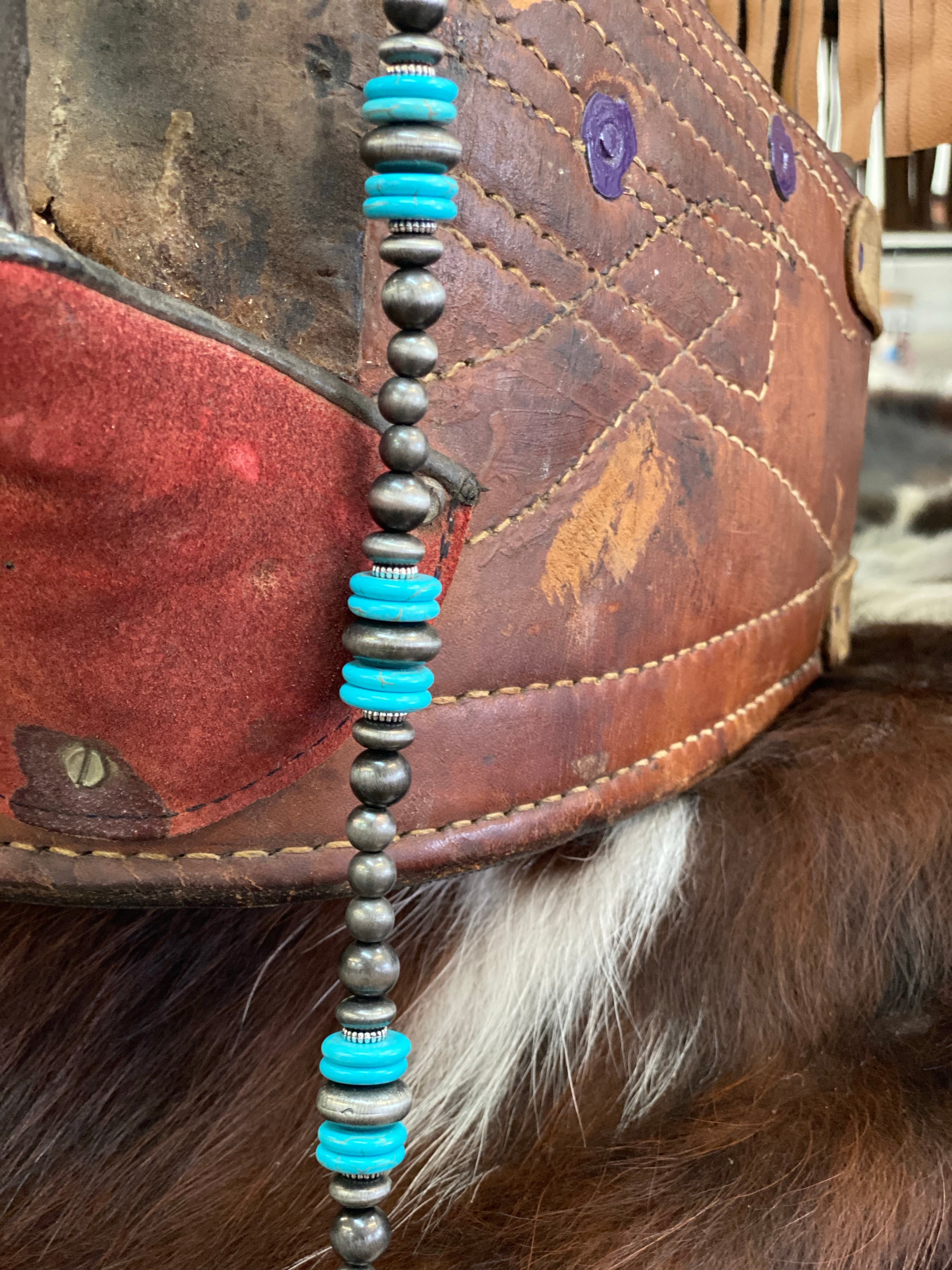 Navajo Pearl Necklace with Turquoise Disc Accents - Pistols and Petticoats