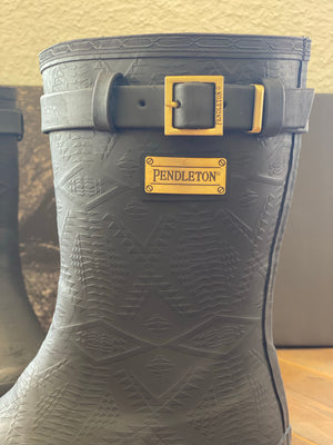Pendleton Heritage Short Embossed Solid Black Rain Boots - Pistols and Petticoats