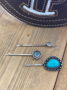Mae Turquoise Bobby Pins - Pistols and Petticoats