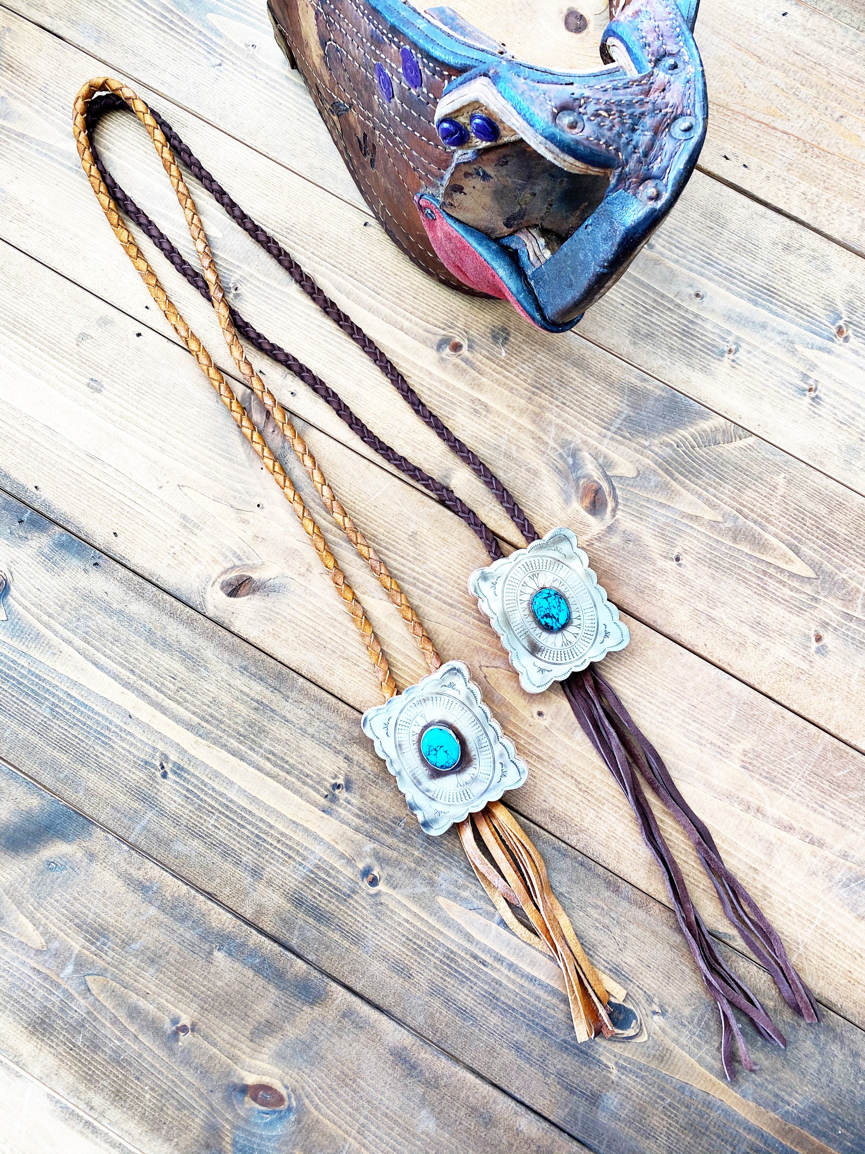 Concho Bolo Necklace with Turquoise - Pistols and Petticoats